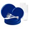 Solid Blue Flat Round Disposable Plastic Wedding Value Set (120 Settings)